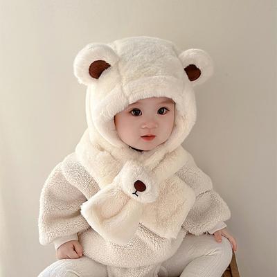 Baby Cartoon Plüsch Hut Schal Winter Faux Pelz Infant Ohr Schutz Kappe Nette Bär Ohr Kinder Junge Mädchen Warme Earflap Hüte