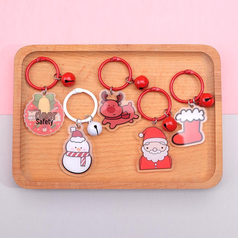 Double-Sided Santa Claus Cartoon Acrylic Keychain - Korean Style Backpack Pendant & Clothing Accessory