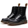 High-top 1460 Tooling Boots Women's Splicing Hard Leather Open-edged Bead Short Boots Men's and Women's Glossy Leather Boots Round-head Locomotive Sho