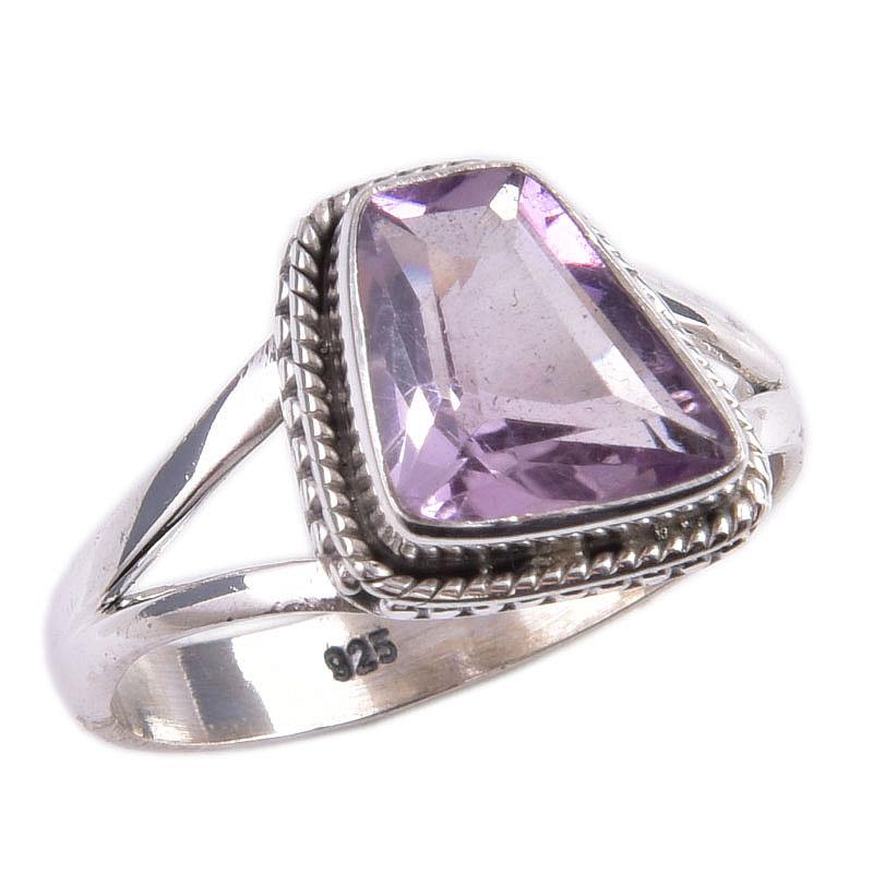 Piatră prețioasă Ametist Roz Natural Argint Sterling Solid 925 Bijuterii Inel S.9 r5G92