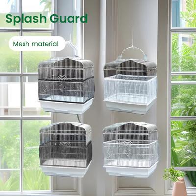 Birds Cage Seeds Cather Adjustable Airy Nylon Mesh Net Dustproof Birdcage