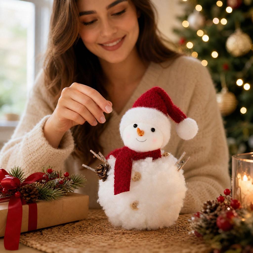 Christmas Snowman Doll Plush Foam Tabletop Ornament for Holiday Window Display