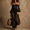 New Women's French Temperament Suspender Elegant Lantern Sleeve Chiffon Jumpsuit
