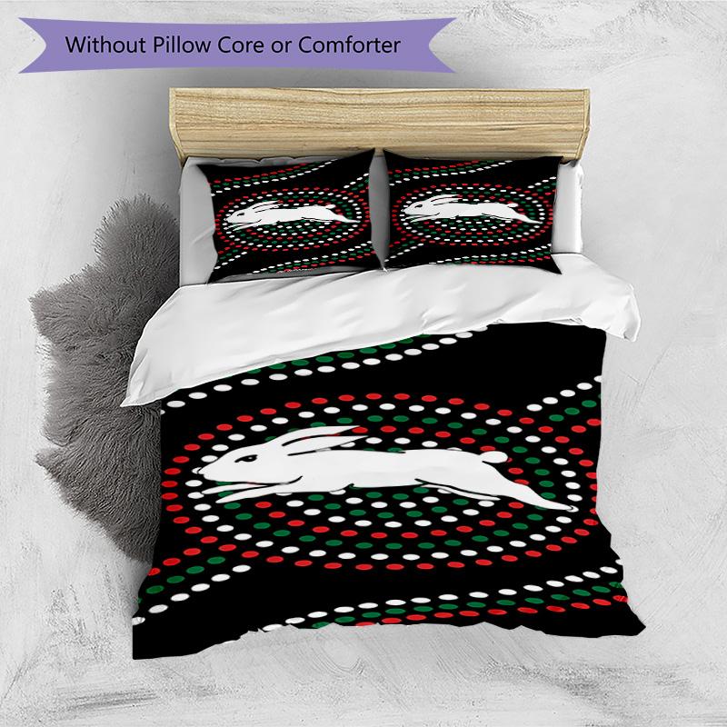 3-teiliges Bettbezug-Set (1 * Bettbezug + 2 * Kissenbezug, ohne Kern), South Sydney Rabbitohs Druck Bettwäsche Set, Schlafzimmer Dekor, Ganzjahres, Geburtstagsgeschenk