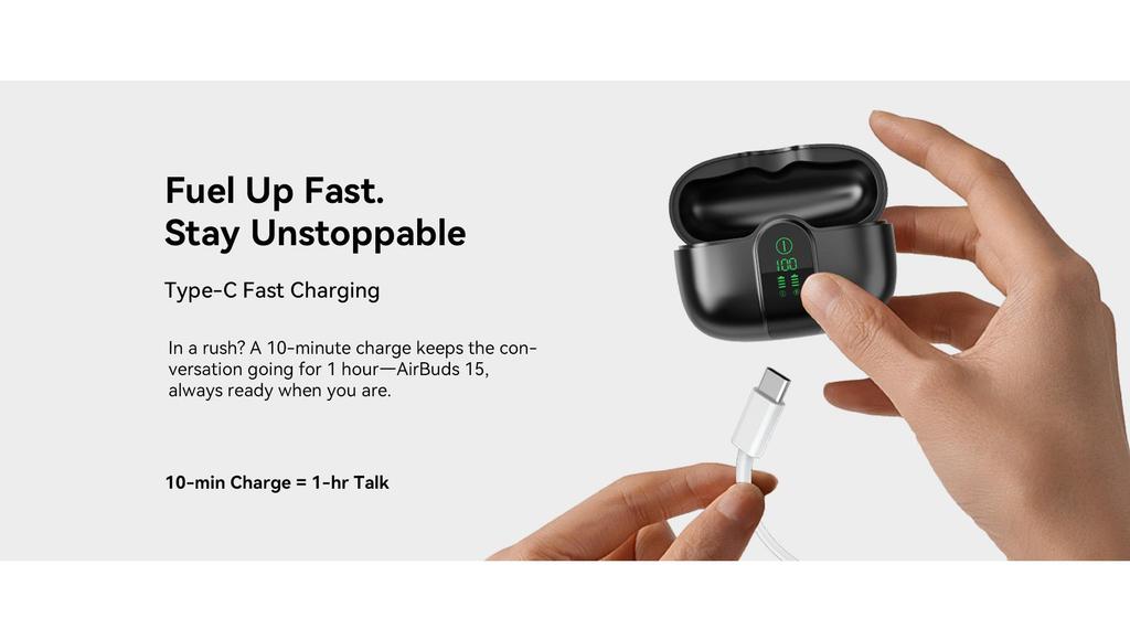 Blackview AirBuds 15 Wireless Bluetooth 6.0 Headphones Open Ear Earphones ENC IPX5