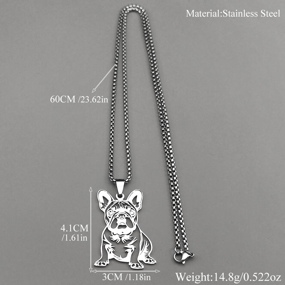 Sweet French Bulldog Chain For Women Men Stainless Steel Silver Color Animal Puppy Pug Dog Lovely Pendant Necklace Jewelry