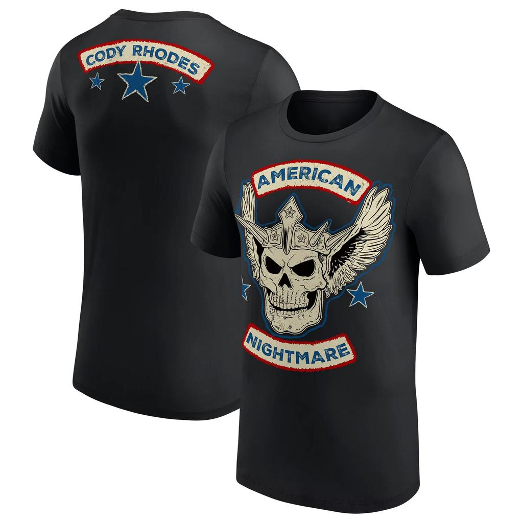 Damer Herre Svart Cody Rhodes Neon American Nightmare T-skjorte Sommer Kort Ermet Herre T-skjorter Mote Barneklær Topper