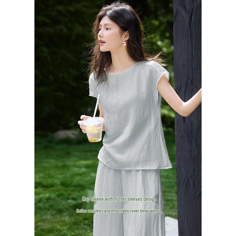 XWI Women's Tencel 2-Piece Set: Cooling T-Shirt & Straight Pants