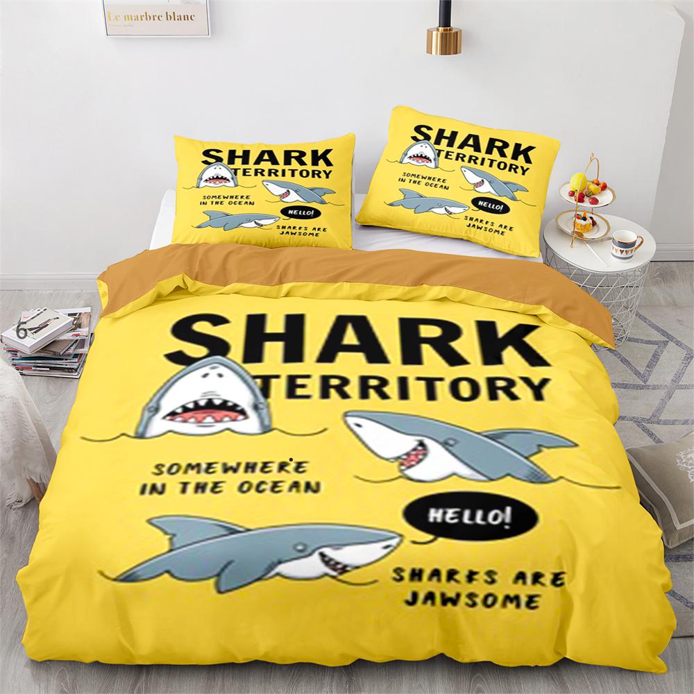 Комплект пододеяльника Акула Мультяшный узор с морскими животными Милый Кавайный — фото 3
