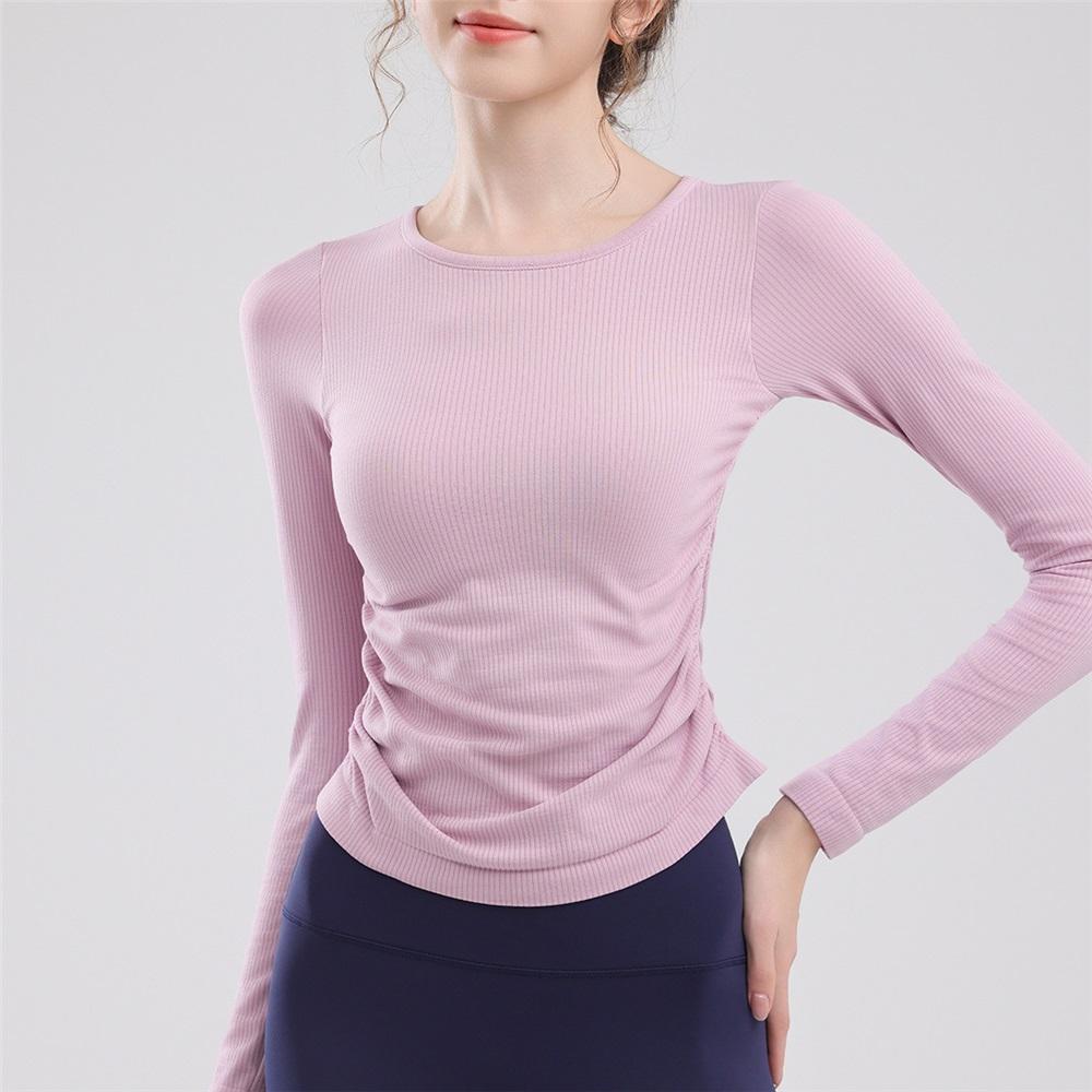 Pilates Long Sleeved Slimming And Fashionable Fitness Suit Top With Chest Cushion For Slimming, Dance Training, Running, Yoga Suit
