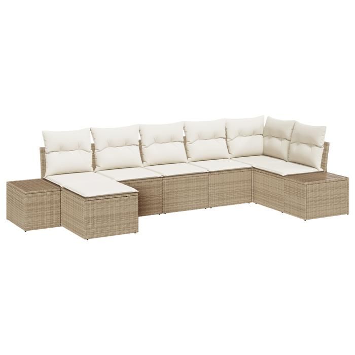 VidaXL Ensemble de 7 pièces de canapé de jardin Beige avec coussins en Rotin 3347151
