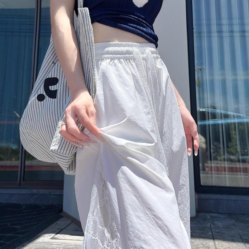 Lace Splicing Quick-drying Overalls Women's New Summer Elastic Waist Versatile Loose Sports Pants