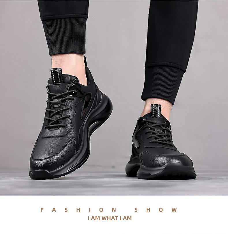 Męskie lekkie oddychające wodoodporne antypoślizgowe sportowe codzienne buty do pracy, miękka skóra, duży rozmiar 45-46.