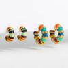 Rainbow Enamel Color Huggie Hoop Earrings for Women Fashion Colorful Bamboo Circle Ear Buckle Small Hoops Fashion Zircon