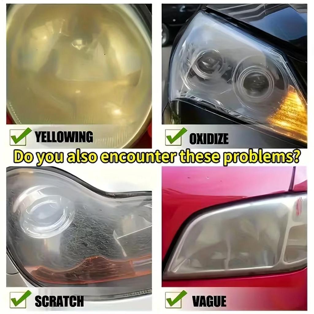 Headlight Restoration Kit 80ml Glass Scratch Removal Polishing Powder Lamp Restoration Kit for Car Vehicles Automotive Truck SUV