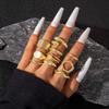 10Pcs/Set Fashion Metal Lava Lines Star Rings Set For Women Exaggerated Gold Color Geometric Smooth Chunky Ring Jewelry