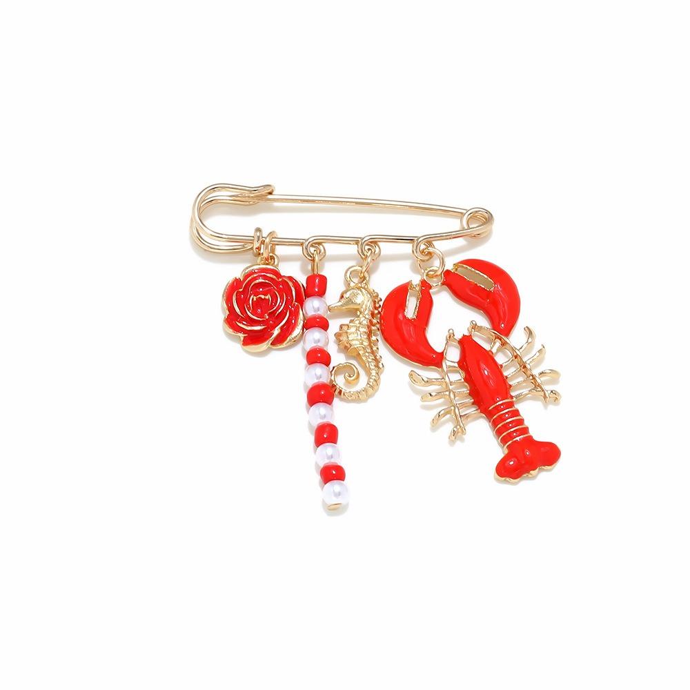 Broche Animal Marin Alliage de Zinc Pinces à Vêtements Métalliques Caractère Éléments Océaniques Pin Cadeau