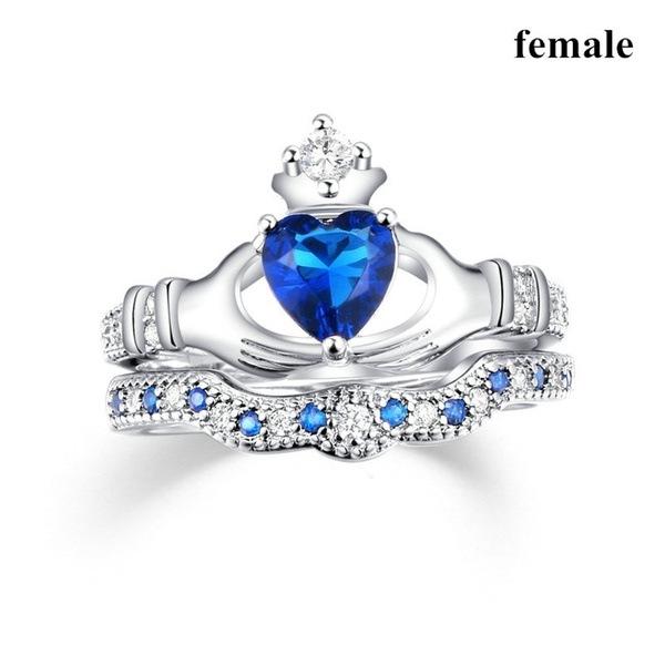 European & American Style Goose Egg-Shaped Zircon Engagement Ring with Two-Tone Electroplating
