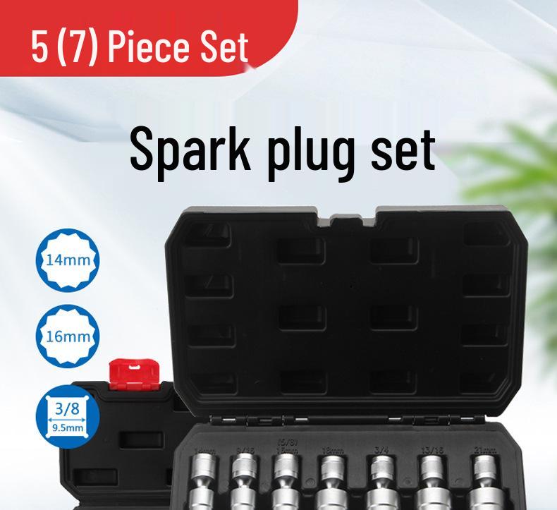 Universelles 5-teiliges Zündkerzensteckschlüssel-Set - 14MM Metrisch, 5/8" Zoll, 9/16" Verlängertes Werkzeug für die Autoreparatur