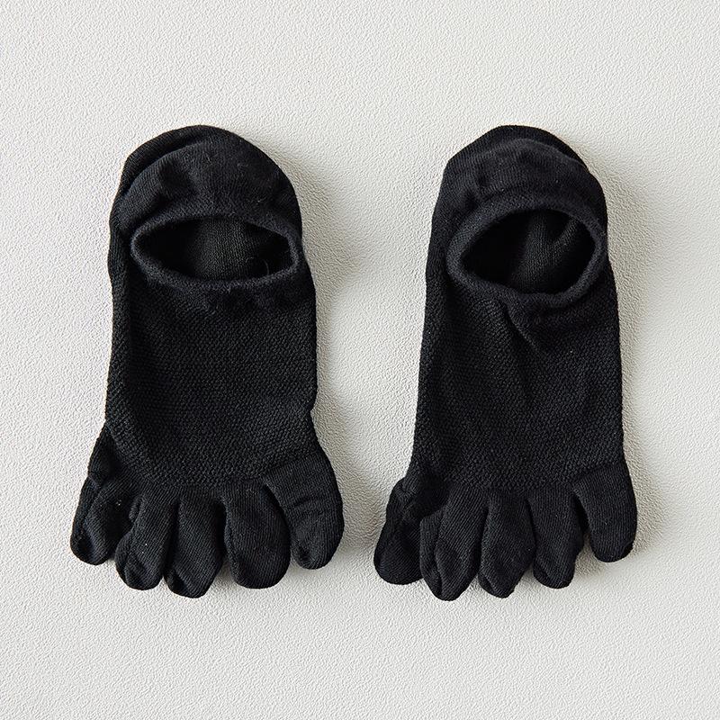 Chaussettes d'orteils en coton de couleur unie gris noir mi-mollet chaussettes pour femmes automne hiver chaud respirant chaussettes à cinq doigts
