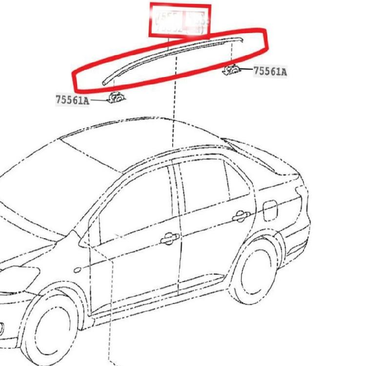 1 pár gumových lišt střechy Náhradní těsnění Snadná instalace Těsnění proti dešti Autopříslušenství 75555-12120 75556-12120