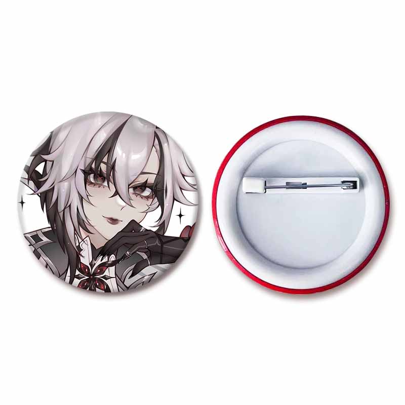 Creative Game Genshin Impact Brooch Cute Arlecchino Figure Lapel Pins Backpack Shirt Clothes Accessories Badge Collectible Gifts