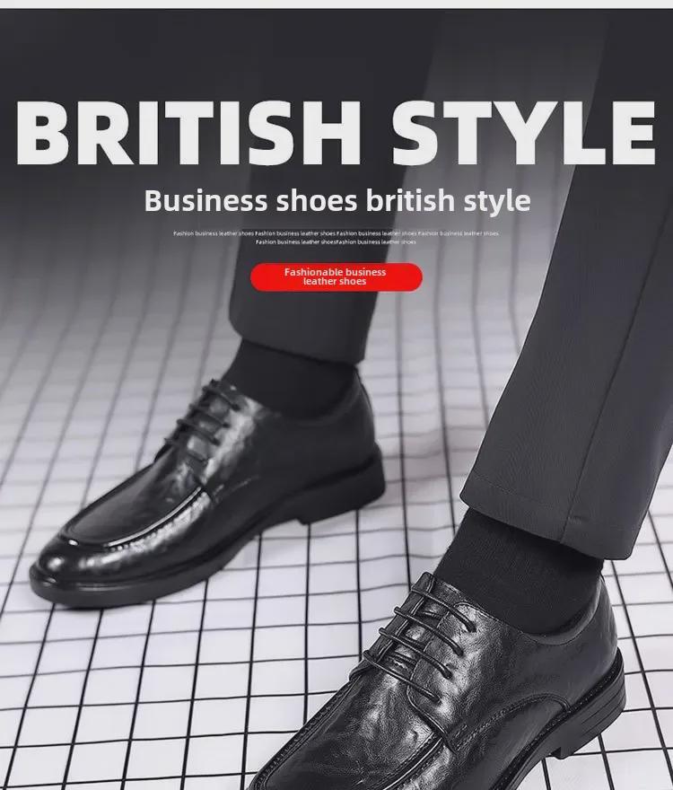 Men's Hand-Scratched Leather Shoes for Spring & Autumn - Business, Casual, Wedding, British & Korean Styles
