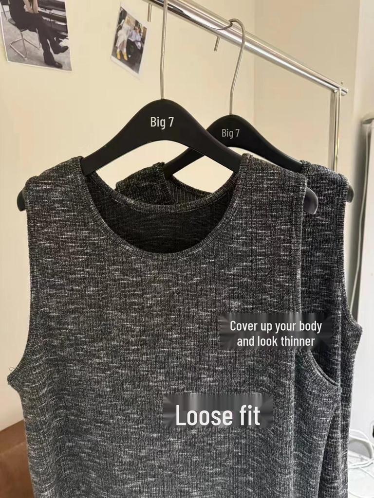 Plus Size Korean Casual Sleeveless Knitted Dress