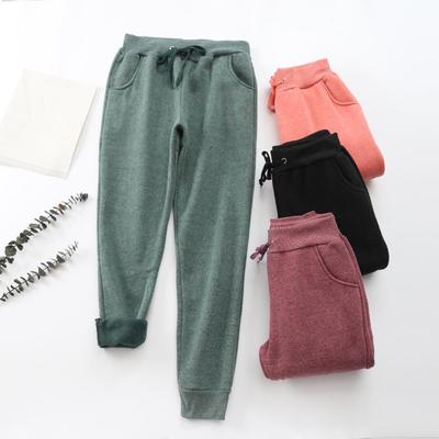 Damen Herbst- und Winteroberbekleidung Gepolsterte Lässige Hosen Locker Einfarbige Mittlere Taille Schmal zulaufende Hosen