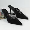 Módní špičaté sexy síťované dámské sandály na vysokém podpatku 2025 léto nový designér černé slingback jehlové elegantní boty pro kancelářskou dámu