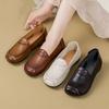 Soft leather soft-soled leather shoes, new elderly mother shoes, retro, light, comfortable and non-slip beef tendon soles, women's spring and autumn 