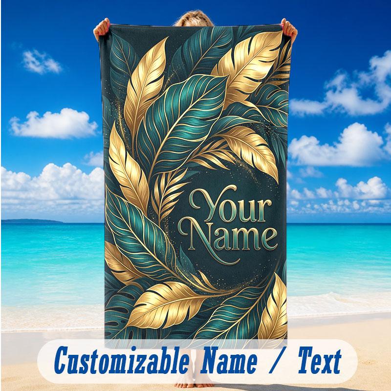 Decorative Artwork Theme Beach Towel Personalized Custom Name & Text Soft Quick Dry Beach Towel for Swimming Travel