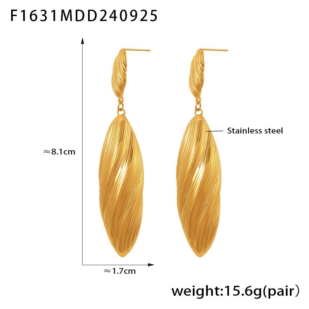 Qiong Yao Geometric Drip-Shaped Stainless Steel Earrings, 18K Gold PVD Plated