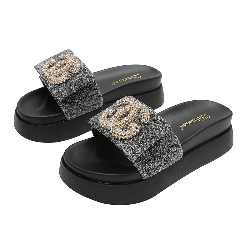 

Банты крутые тапочки женские лето 2025 новая мода уличная одежда универсальный маленький размер 21323 платформа пляжная обувь инс тренд 31 серый