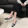 Fashion Slippers Women Summer Luxury Slides Female Shoes Low Cover Toe Flock Thin Heels Designer 2025 Sexy Rubber Basic Rome Fabric Flor
