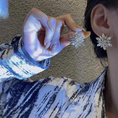 Luxurious Sparkling Snowflake Diamond Earrings: Women's Retro, Cold Style, Individual Statement Piece