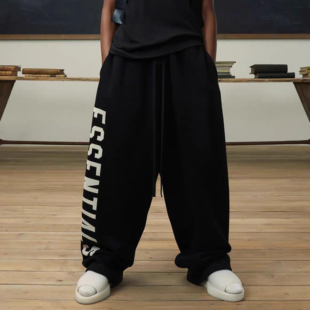 Trendy brand velvet casual loose straight trousers men's autumn and winter