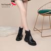 Red Dragonfly Women's Thick-Soled Ankle Boots Mid-Calf Slimming, Plus Velvet Warm Leather Boots - New 2024 Autumn/Winter Collection