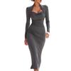 2025 Europäisches & Amerikanisches Elegantes Sexy Enganliegendes Herbst/Winter Einteiler Kleid