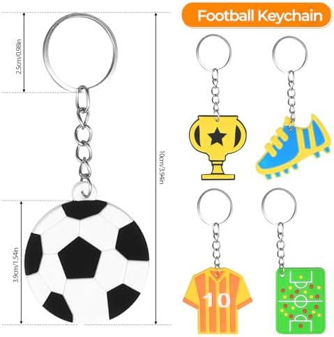 LEKABIN 5 Pack Soccer Keychain for Boys Girls Football Keyring Backpack Pendant Party Favors