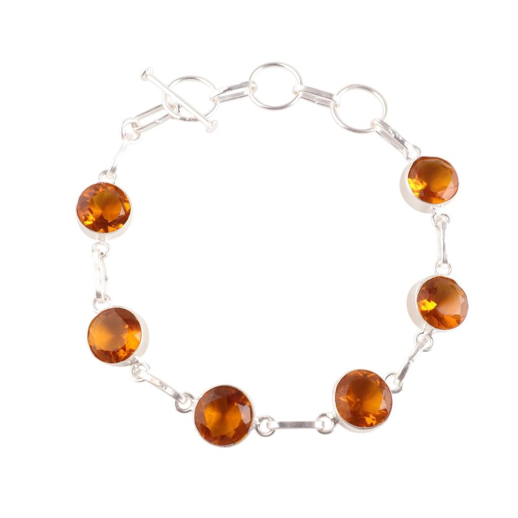 Citrina Piatră Prețioasă Argint Sterling 925 Bijuterii Lanț Brățară Femei Accesorii RB-14-5