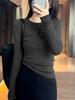 2026 Women's High-End Slim Fit Wool Sweater - Round Neck, Long Sleeve, Regular Shoulder, Autumn/Winter Base Layer.