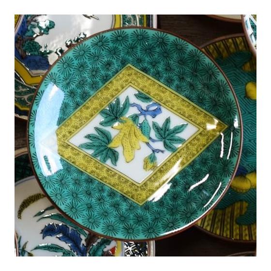 Washa no Kura Plate Stylish Kutani Ware Masterpiece Bean Plate Old Kutani Aote Buddha Hand Citrus Small Plate Serving Plate Brand Japanese Tableware