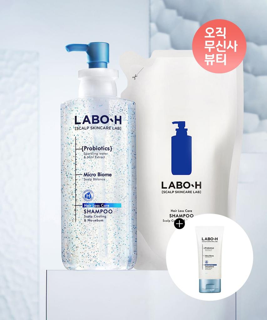 Scalp Strengthening Clinic Cooling & No-Sebum Shampoo (Main Product + Refill) 400ml 2-Pack Special
