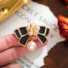 Kamelien Perlen Brooch Schwarz Öl-Tropfendes Metall Trauer Corsage Pin High-End Französisch Elegant Tasche Tuch Schal Zubehör Brooch