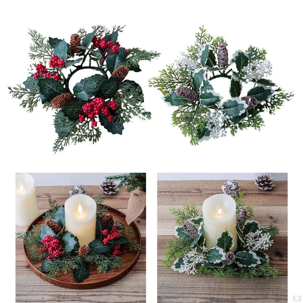 Artificial Candles Wreaths, Candle Garland Rings, Flower Pillar Rings