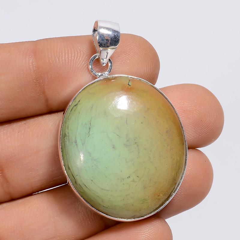 

Dazzling Top Grade Qualite 100% Natural Tibetan Turquoise Oval Shape Ethnic Style Handmade Jewelry 925 Steling Silver Pendant 1.5 WSJ-5037 1.5