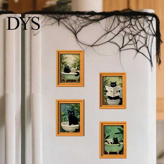 Halloween Refrigerator Magnets Black Cat Wooden Magnet, Theme Decorative Miniature Art Wall Magnetic Decal, for Kitchen Cabinets And Whiteboards Decor