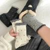 Polka Dot Wool Socks Children'S Autumn And Winter Gray Medium Tube Socks Thickened Warm Cashmere Cotton Socks Retro Lace Tube Socks