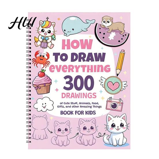 Step-by-step Drawing Guide For Kids How to Draw Everything Art Book 300 Step-By-Step Drawings of Artistic Adventure for Cute Stuff Animals Food Gifts розовый